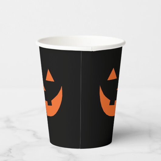 Gobelets En Papier Citrouille Halloween orange et noir Jack-o'-lanter (Droite)