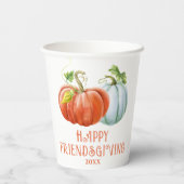 Gobelets En Papier Citrouille Happy Friendsgiving brûlé orange chute (Verso)