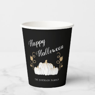 Gobelets En Papier Citrouille noire mignonne Joyeux Halloween