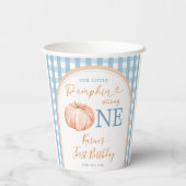 Gobelets En Papier Citrouille orange Boho Bleu En vichy 1er anniversa (Verso)