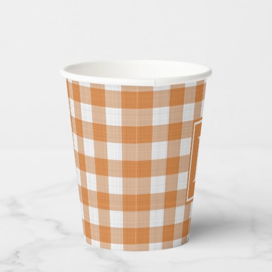 Gobelets En Papier Citrouille personnalisé Orange En vichy Motif (Droite)