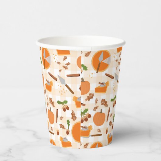 Gobelets En Papier Citrouille Pie Automne Motif d'automne (Droite)