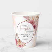 Gobelets En Papier Citrouille rose automne Baby shower floral fille (Recto)