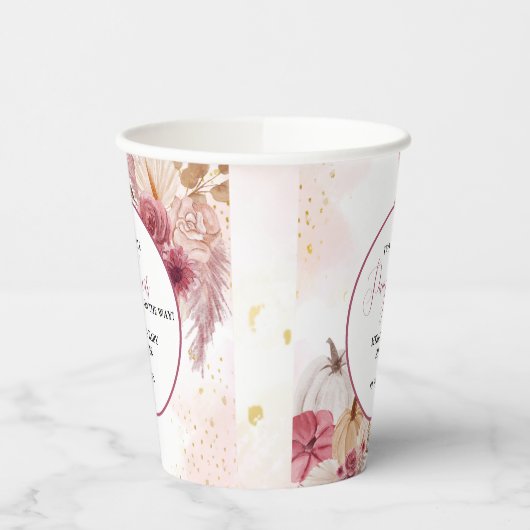 Gobelets En Papier Citrouille rose automne Floral Twin Girl Baby show (Gauche)