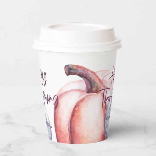 Gobelets En Papier citrouille violet à fleurs à l'automne de remercie (Gauche)