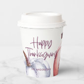 Gobelets En Papier citrouille violet à fleurs à l'automne de remercie (Recto)