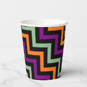 Gobelets En Papier Citrouille, violet, vert et noir Diagonal Chevron (Verso)