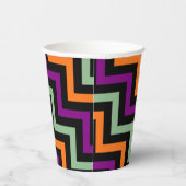 Gobelets En Papier Citrouille, violet, vert et noir Diagonal Chevron (Droite)