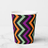 Gobelets En Papier Citrouille, violet, vert et noir Vert. Chevron (Verso)