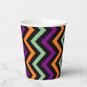 Gobelets En Papier Citrouille, violet, vert et noir Vert. Chevron (Gauche)