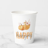 Gobelets En Papier Citrouilles d'aquarelle et Bon thanksgiving orange (Verso)