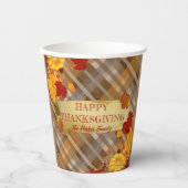 Gobelets En Papier Citrouilles D'Automne Et De Feuillage Sur L'Action (Recto)