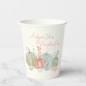 Gobelets En Papier Citrouilles de chute d'aquarelle (Recto)