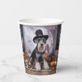 Gobelets En Papier Citrouilles de Schnauzer miniature Halloween (Recto)