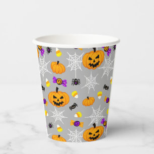Gobelets En Papier Citrouilles d'Halloween mignon et Motif des araign
