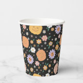 Gobelets En Papier Citrouilles d'Halloween rétro et Motif de fleurs (Verso)