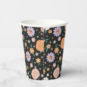 Gobelets En Papier Citrouilles d'Halloween rétro et Motif de fleurs (Droite)