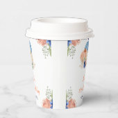 Gobelets En Papier Citrouilles floral bleu et bleu marine (Droite)