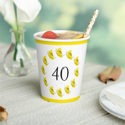 Gobelets En Papier Citrus Citron Cercle Âge 40 (Insitu)