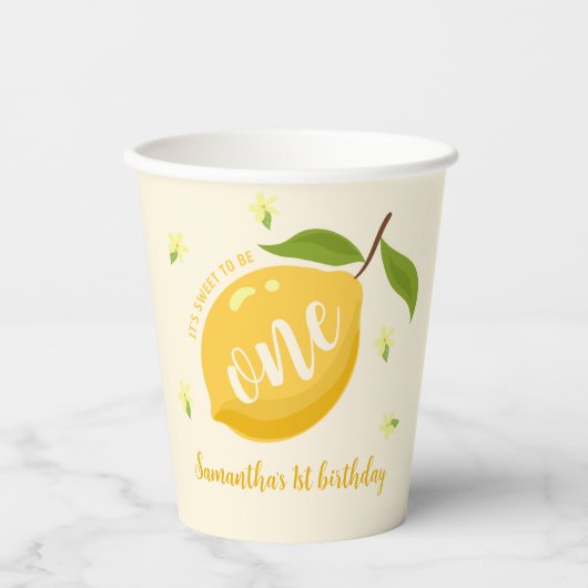 Gobelets En Papier Citrus citron mignonne 1er anniversaire (Recto)