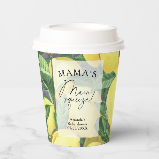 Gobelets En Papier Citrus Lemon - Le baby shower principal de Mama (Recto)