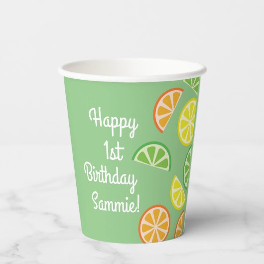 Gobelets En Papier Citrus Slice Fête d'anniversaire de l'enfant (Verso)