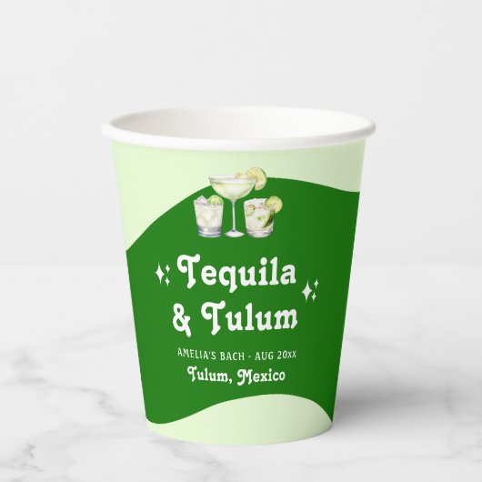 Gobelets En Papier Citrus vert citron Tequila & Tulum Bachelorette (Recto)