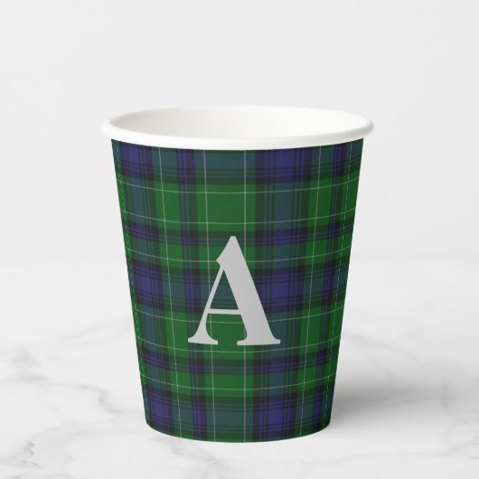 Gobelets En Papier Clan Abercrombie Plaid Monogrammé (Recto)