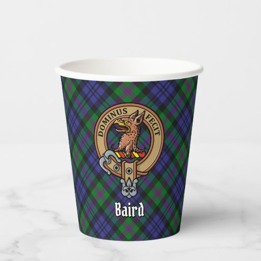 Gobelets En Papier Clan Baird Crest sur Tartan (Recto)