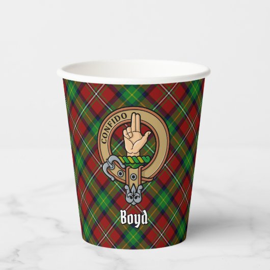 Gobelets En Papier Clan Boyd Crest sur Tartan (Recto)