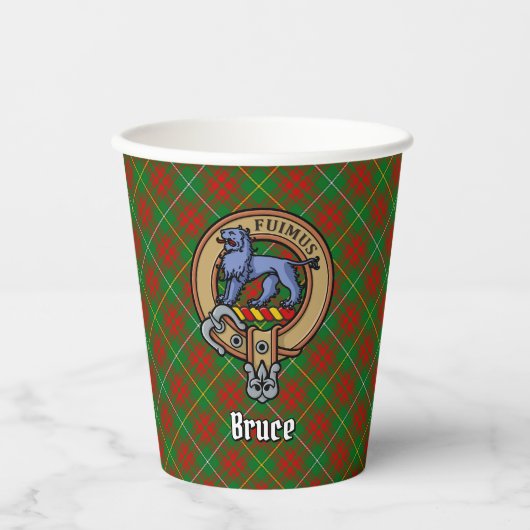 Gobelets En Papier Clan Bruce Crest sur la chasse Tartan (Recto)