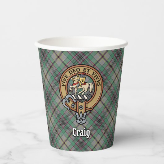 Gobelets En Papier Clan Craig Crest sur Tartan Paper Cups (Recto)