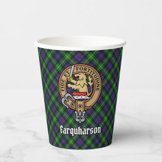 Gobelets En Papier Clan Farquharson Crest sur Tartan Paper Cups (Recto)