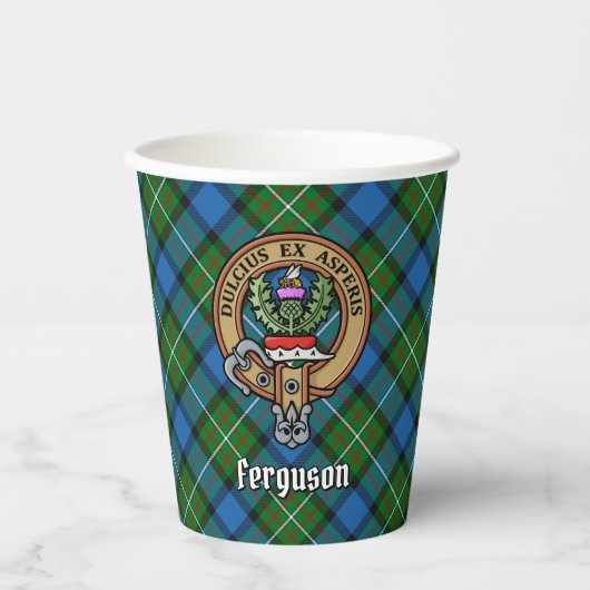 Gobelets En Papier Clan Ferguson Crest sur Tartan Paper Cups (Recto)