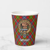 Gobelets En Papier Clan Forrester Crest sur Tartan (Recto)
