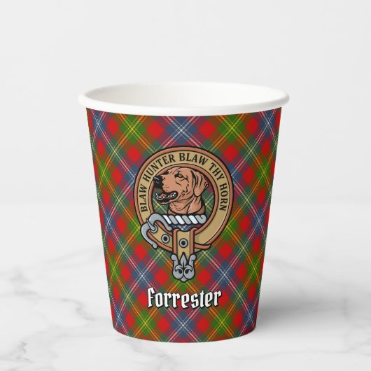 Gobelets En Papier Clan Forrester Crest sur Tartan (Recto)