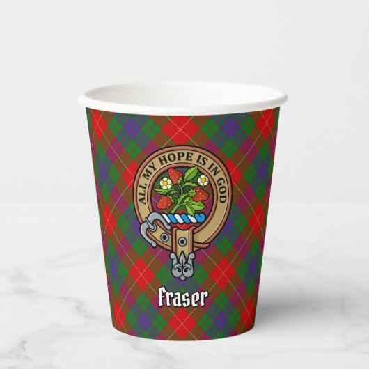 Gobelets En Papier Clan Fraser Crest sur les tasses de papier tartare (Recto)