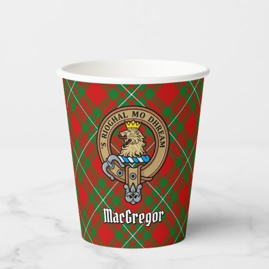 Gobelets En Papier Clan Gregor Crest sur Tartan Paper Cups (Recto)