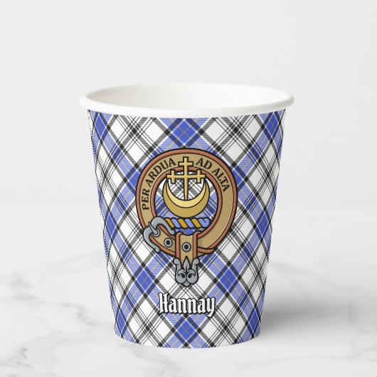 Gobelets En Papier Clan Hannay Crest sur Tartan (Recto)