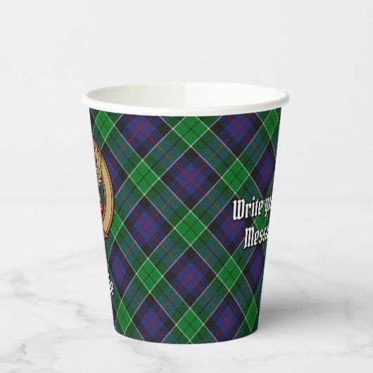 Gobelets En Papier Clan Leslie Crest sur la chasse Tartan (Gauche)