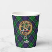 Gobelets En Papier Clan Leslie Crest sur la chasse Tartan (Recto)