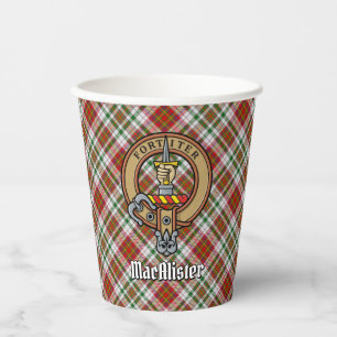 Gobelets En Papier Clan MacAlister Crest sur la robe Tartan Tasses en