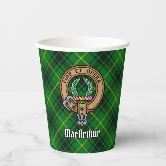 Gobelets En Papier Clan MacArthur Crest sur Tartan (Recto)