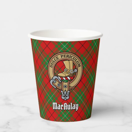 Gobelets En Papier Clan MacAulay Crest sur Tartan Paper Cups (Recto)