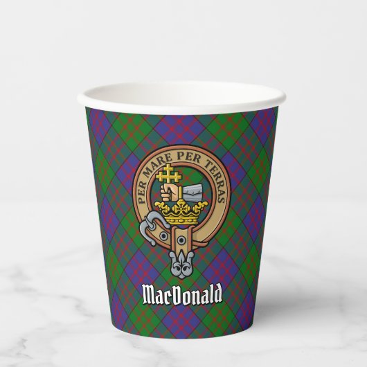 Gobelets En Papier Clan MacDonald Crest sur Tartan Paper Cups (Recto)