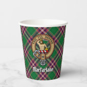 Gobelets En Papier Clan MacFarlane Crest sur Tartan de chasse moderne (Recto)