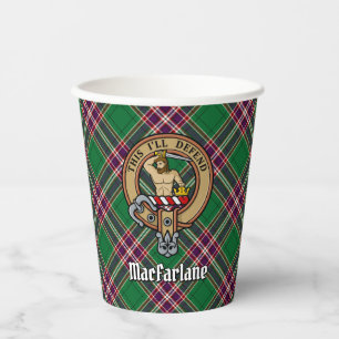 Gobelets En Papier Clan MacFarlane Crest sur Tartan de chasse moderne