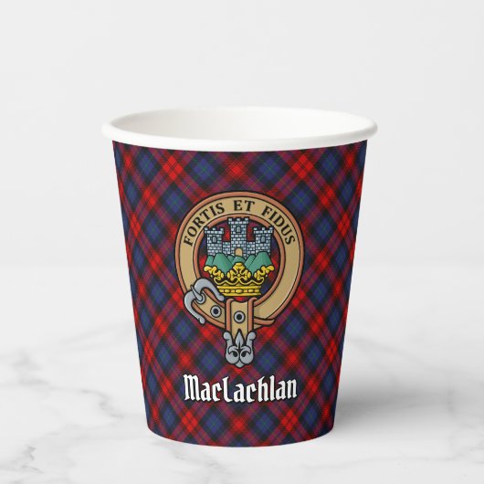 Gobelets En Papier Clan MacLachlan Crest sur Tartan (Recto)
