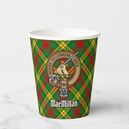 Gobelets En Papier Clan MacMillan Crest sur Tartan (Recto)