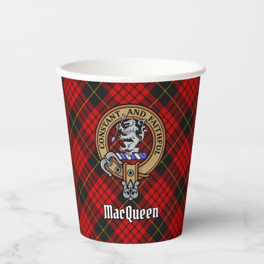 Gobelets En Papier Clan MacQueen Crest sur Tartan (Recto)